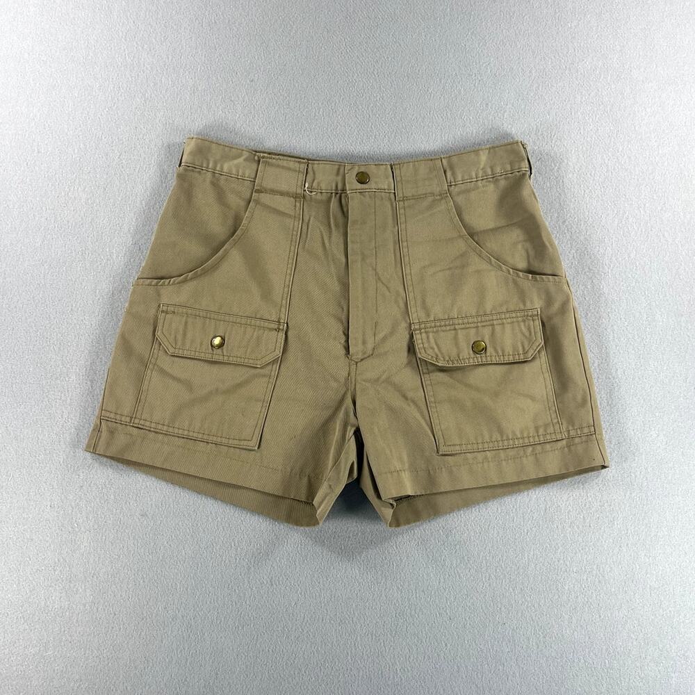 Vintage 60s Woolrich Mens Size 32 Khaki Canvas Cargo Utility Shorts Outdoor